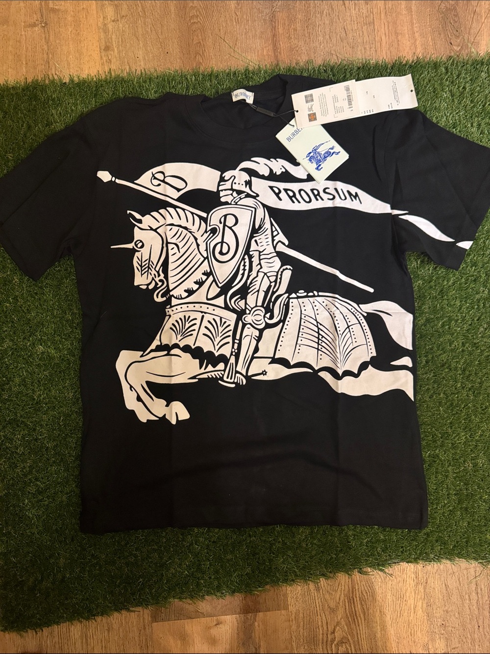Burberry Black Tee with White Knight Graphic